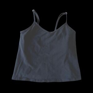 Fresh Produce Black Cami Tank Top Built-In Shelf Bra Made in USA Small